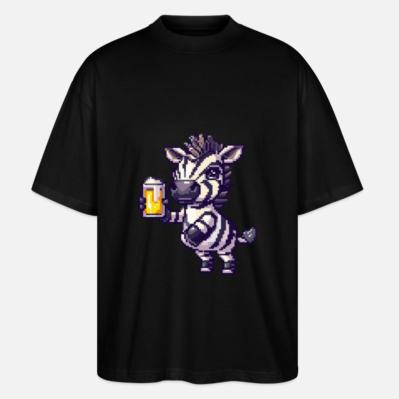 Zebra Pixel Beer - Stanley/Stella Oversized Unisex Organic T-shirt Blaster 2.0 - black