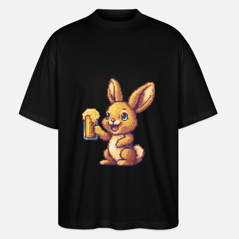 Bière Hase Pixel - T-shirt bio Blaster 2.0 coupe oversize Stanley/Stella Unisexe - noir