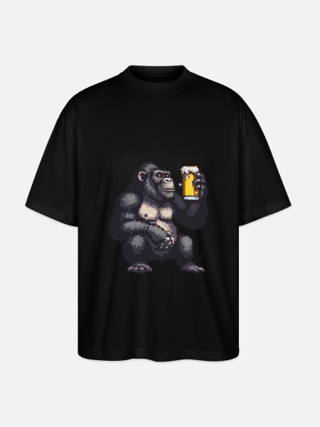 Gorilla Pixel Beer - Stanley/Stella Oversized Unisex Organic T-shirt Blaster 2.0 - black