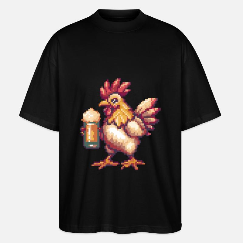 Hahn Pixel Bier - Stanley/Stella Oversized Unisex Bio T-Shirt Blaster 2.0 - Schwarz