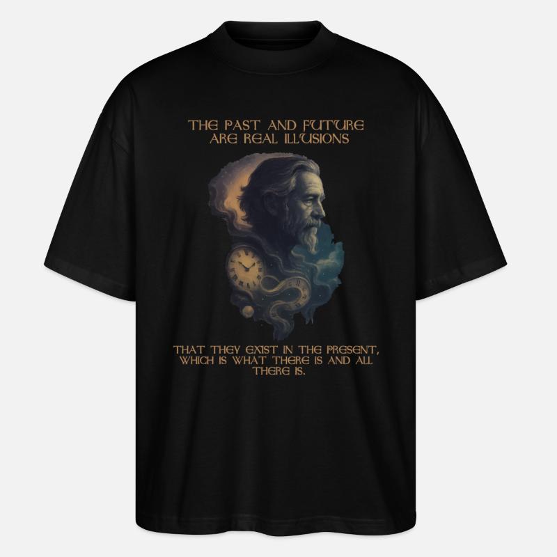 Alan Watts Zeit Zitat Kunst - Stanley/Stella Oversized Unisex Bio T-Shirt Blaster 2.0 - Schwarz