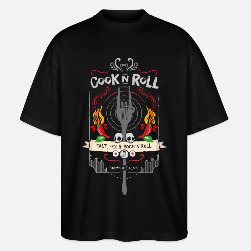cook ´n roll - Stanley/Stella Oversized Unisex Bio T-Shirt Blaster 2.0 - Schwarz