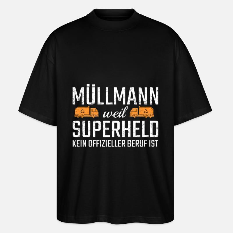 Müllmann Superheld - Stanley/Stella Oversized Unisex Bio T-Shirt Blaster 2.0 - Schwarz