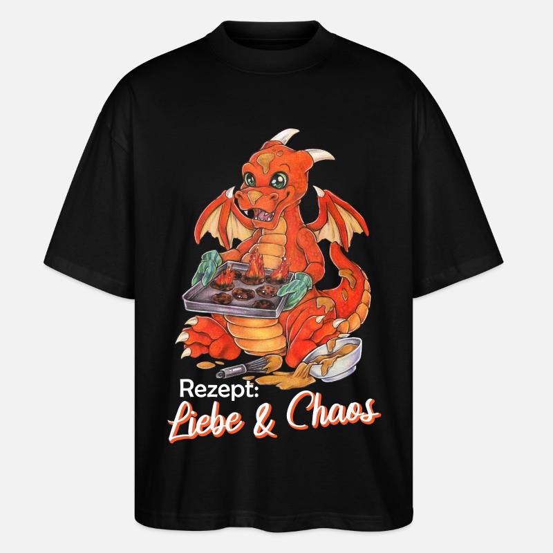 Witziger Drache Plätzchen Backen Weihnachten - Stanley/Stella Oversized Unisex Bio T-Shirt Blaster 2.0 - Schwarz