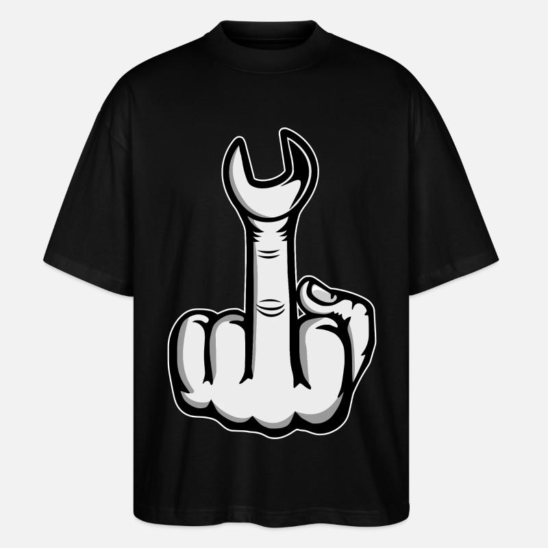 Mittelfinger Stinkerfinger Schraubenschluessel - Stanley/Stella Oversized Unisex Bio T-Shirt Blaster 2.0 - Schwarz