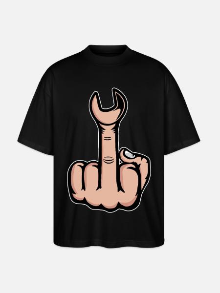 Middle Finger Stinger Finger Wrench - Stanley/Stella Oversized Unisex Organic T-shirt Blaster 2.0 - black