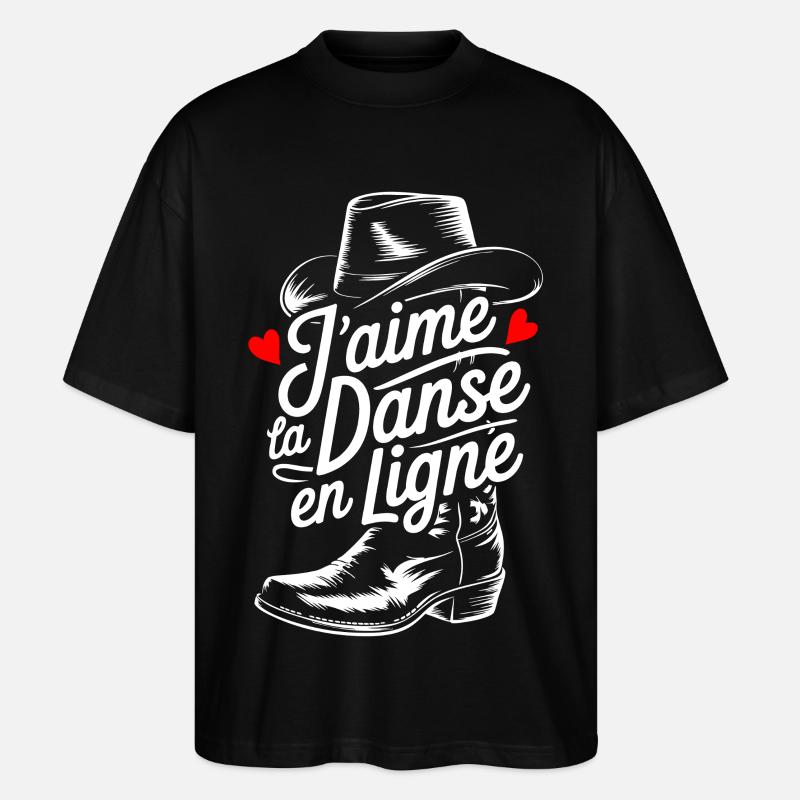 Line Dancing Cowboy Love Boots - Stanley/Stella Oversized Unisex Bio T-Shirt Blaster 2.0 - Schwarz