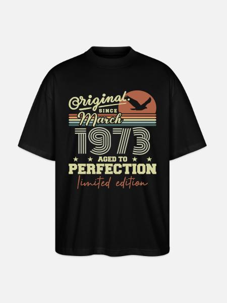 Birthday March 1973 - Stanley/Stella Oversized Unisex Organic T-shirt Blaster 2.0 - black