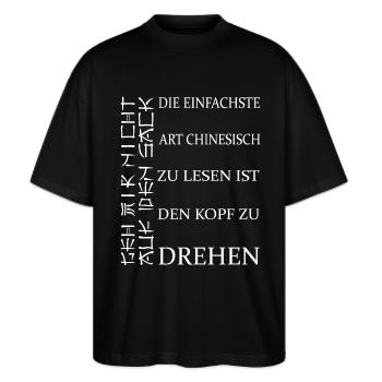 Gemeiner Böser Spruch Schwarzer Humor Sarkasmus - Stanley/Stella Oversized Unisex Bio T-Shirt Blaster 2.0 - Schwarz - Vorne - Alina (178cm) & Michal (187cm)
