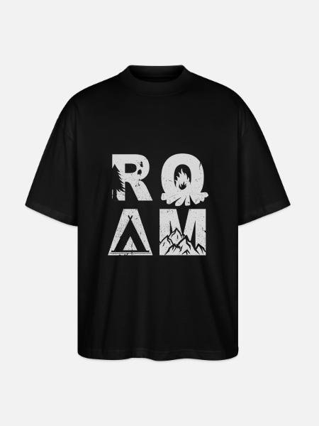 ROAM - Camping Campfire Holiday Gift - Stanley/Stella Oversized Unisex Organic T-shirt Blaster 2.0 - black