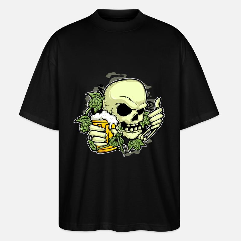 Crâne de bière de houblon - T-shirt bio Blaster 2.0 coupe oversize Stanley/Stella Unisexe - noir