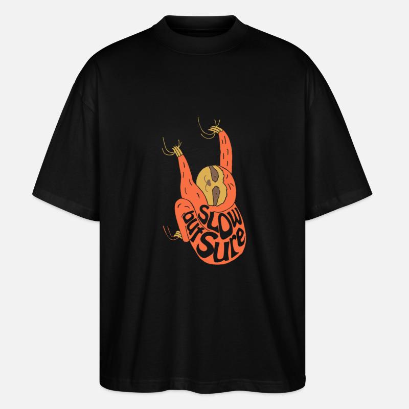 Faultier Slow but Sure - Stanley/Stella Oversized Unisex Bio T-Shirt Blaster 2.0 - Schwarz