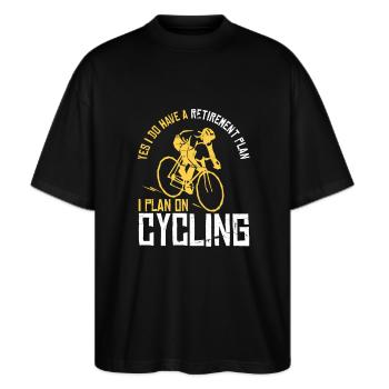 Fahrrad - Rentner Rente Geschenk - Stanley/Stella Oversized Unisex Bio T-Shirt Blaster 2.0 - Schwarz - Vorne - Alina (178cm) & Michal (187cm)