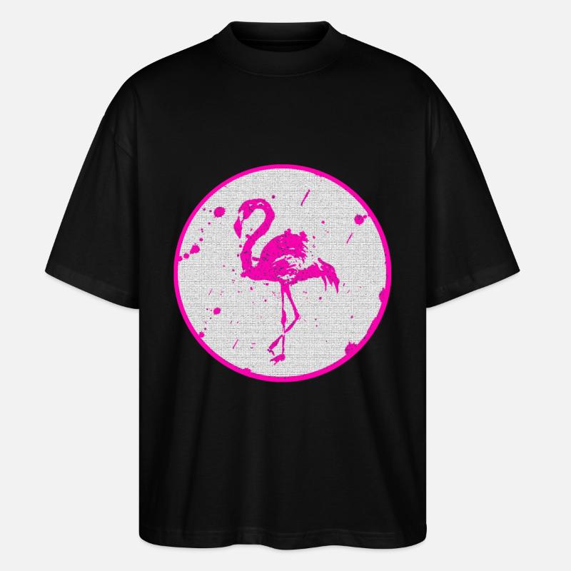 Pinker Flamingo - Stanley/Stella Oversized Unisex Bio T-Shirt Blaster 2.0 - Schwarz