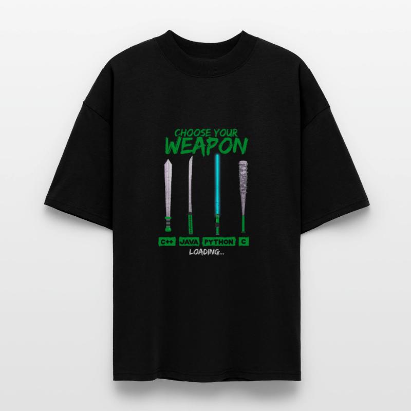 Cool Programmer Shirt Choose Your Weapon C++ Java Stanley/Stella Oversized Unisex Bio T-Shirt Blaster 2.0
