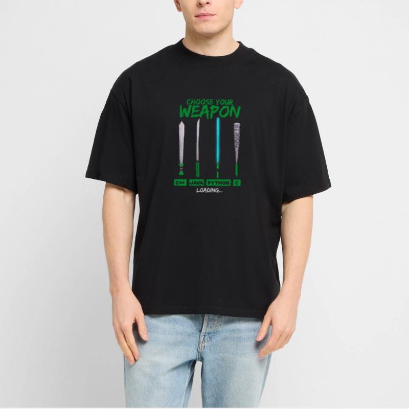 Cool Programmer Shirt Choose Your Weapon C++ Java Stanley/Stella Oversized Unisex Bio T-Shirt Blaster 2.0