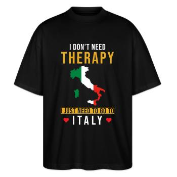 Italy holiday saying funny - Stanley/Stella Oversized Unisex Organic T-shirt Blaster 2.0 - black - Front - Alina (178cm) & Michal (187cm)