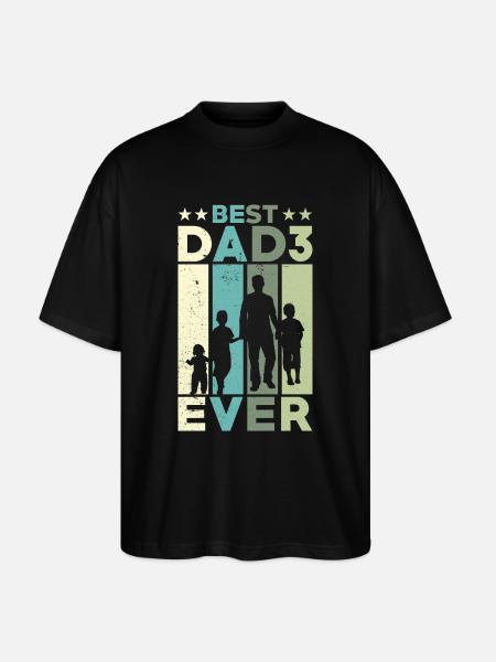 Bedste far nogensinde Retro Tre børn bedst - Stanley/Stella Oversize Unisex Øko T-shirt Blaster 2.0 - sort