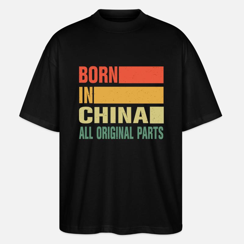 Né en Chine - T-shirt bio Blaster 2.0 coupe oversize Stanley/Stella Unisexe - noir