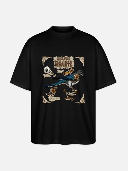 Steampunk Clockwork Magpie - Stanley/Stella Oversized Unisex Organic T-shirt Blaster 2.0 - black