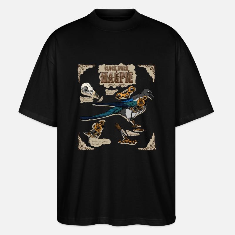 Steampunk Clockwork Magpie - Stanley/Stella Oversized Unisex Organic T-shirt Blaster 2.0 - black
