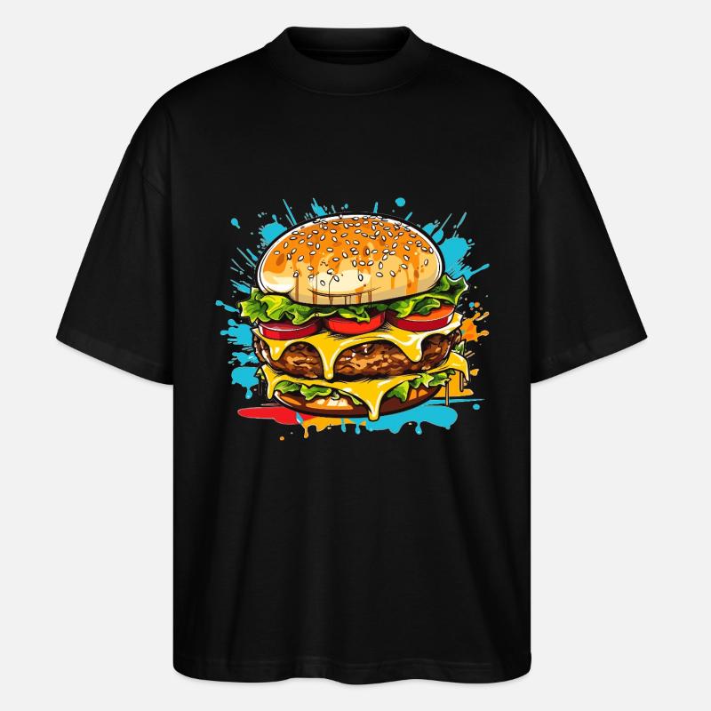 Cheeseburger Splash - Stanley/Stella Oversized Unisex Bio T-Shirt Blaster 2.0 - Schwarz