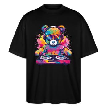 DJ coloré Teddy - T-shirt bio Blaster 2.0 coupe oversize Stanley/Stella Unisexe - noir - Devant - Alina (178cm) & Michal (187cm)