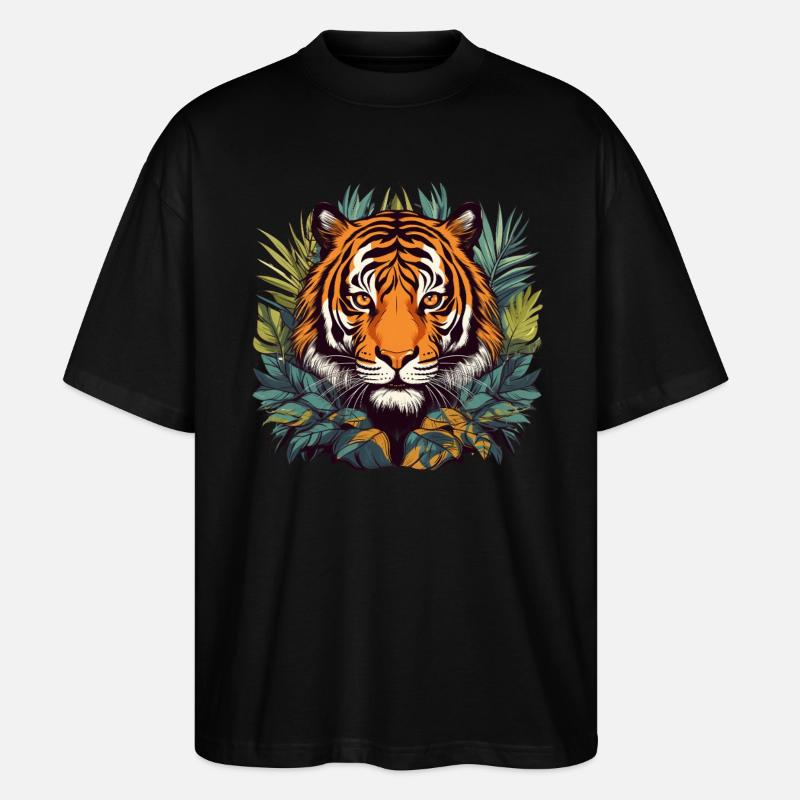 Tigre dans la jungle - T-shirt bio Blaster 2.0 coupe oversize Stanley/Stella Unisexe - noir