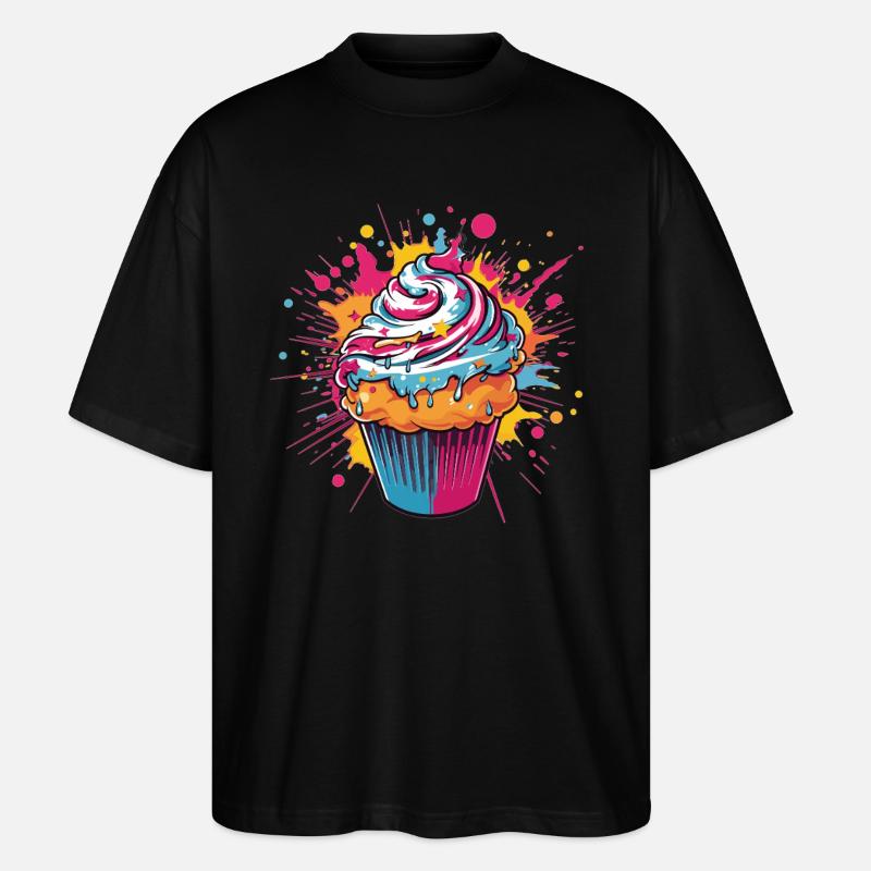Farbexplosion Cupcake - Stanley/Stella Oversized Unisex Bio T-Shirt Blaster 2.0 - Schwarz