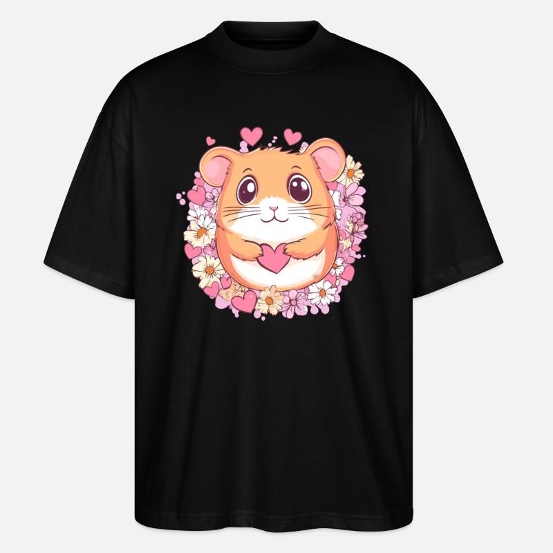 Hamster avec cœur - T-shirt bio Blaster 2.0 coupe oversize Stanley/Stella Unisexe - noir