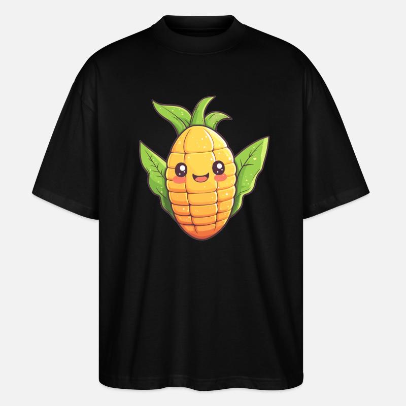 Fröhlicher Mais Comic-Stil - Stanley/Stella Oversized Unisex Bio T-Shirt Blaster 2.0 - Schwarz