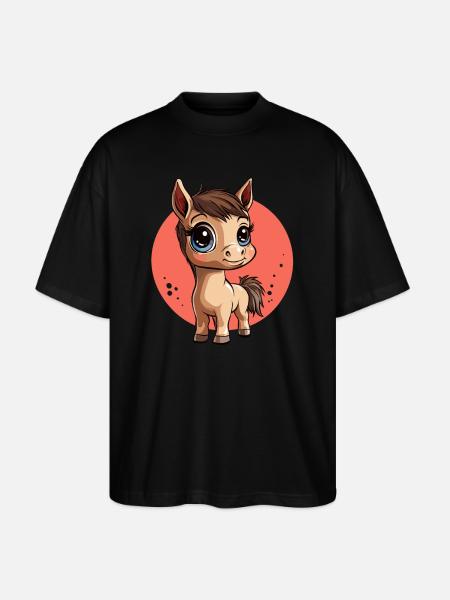 Cute Pony Cartoon - Stanley/Stella Oversized Unisex Organic T-shirt Blaster 2.0 - black