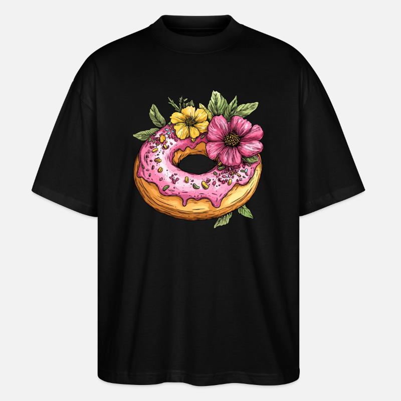 Beignet aux fleurs - T-shirt bio Blaster 2.0 coupe oversize Stanley/Stella Unisexe - noir