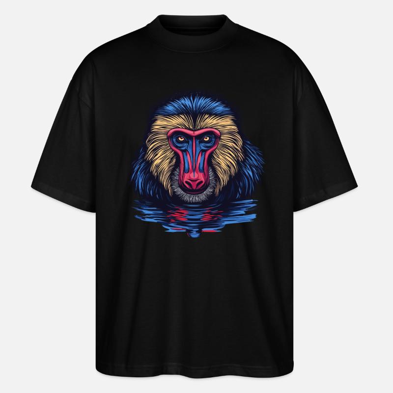 Mandrill Affe im Spiegel - Stanley/Stella Oversized Unisex Bio T-Shirt Blaster 2.0 - Schwarz