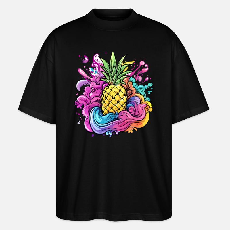 Ananas Farbexplosion - Stanley/Stella Oversized Unisex Bio T-Shirt Blaster 2.0 - Schwarz