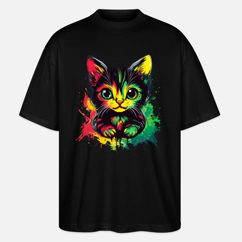 Rasta Katze Style - Stanley/Stella Oversized Unisex Bio T-Shirt Blaster 2.0 - Schwarz