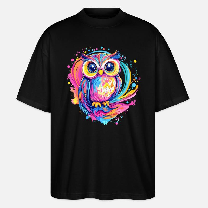 Bunte niedliche Eule - Stanley/Stella Oversized Unisex Bio T-Shirt Blaster 2.0 - Schwarz
