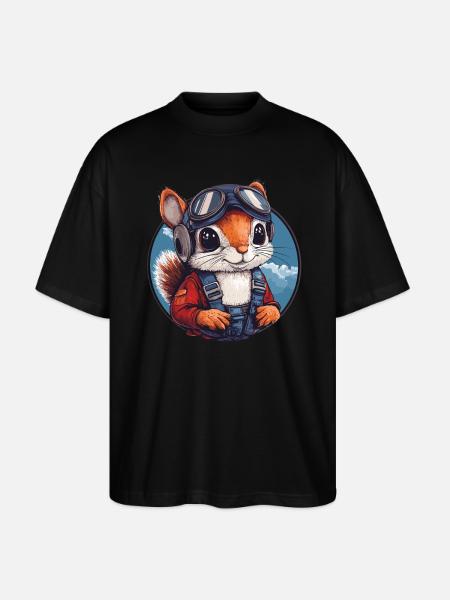 Flying squirrel with glasses - Stanley/Stella Oversized Unisex Organic T-shirt Blaster 2.0 - black