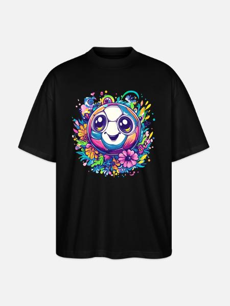 Bunter Fußball mit Blumen - Stanley/Stella Oversized Unisex Bio T-Shirt Blaster 2.0 - Schwarz