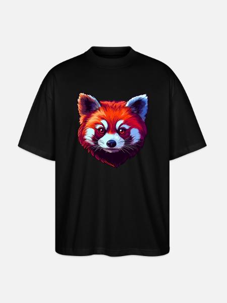 Red Panda Portrait - Stanley/Stella Oversized Unisex Organic T-shirt Blaster 2.0 - black