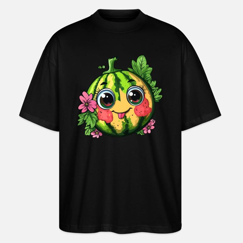 Pastèque sucrée aux fleurs - T-shirt bio Blaster 2.0 coupe oversize Stanley/Stella Unisexe - noir