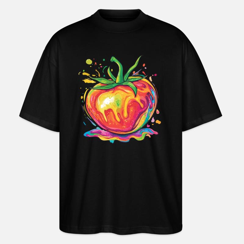 Rainbow Pop Art Tomato - Stanley/Stella Oversized Unisex Organic T-shirt Blaster 2.0 - black