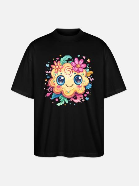 Biscuit with flower smile - Stanley/Stella Oversized Unisex Organic T-shirt Blaster 2.0 - black