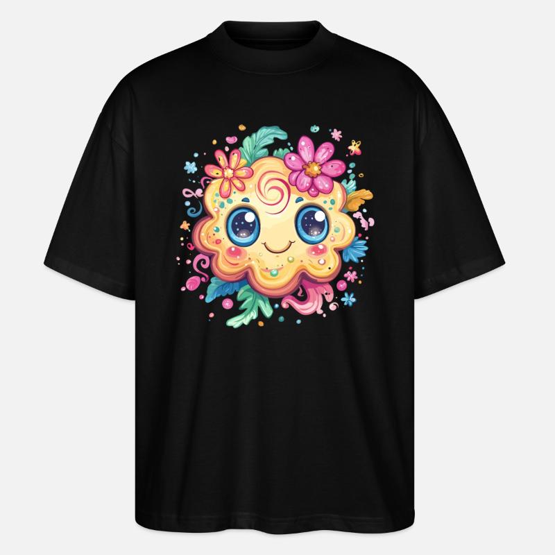 Biscuit avec sourire fleuri - T-shirt bio Blaster 2.0 coupe oversize Stanley/Stella Unisexe - noir