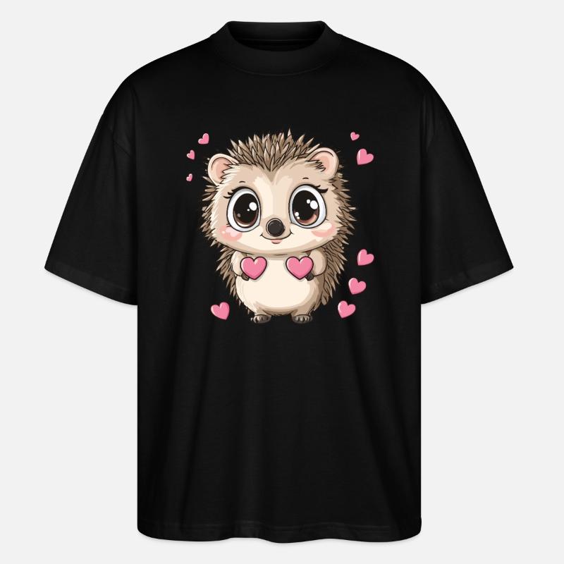 Igel mit Herzen - Stanley/Stella Oversized Unisex Bio T-Shirt Blaster 2.0 - Schwarz