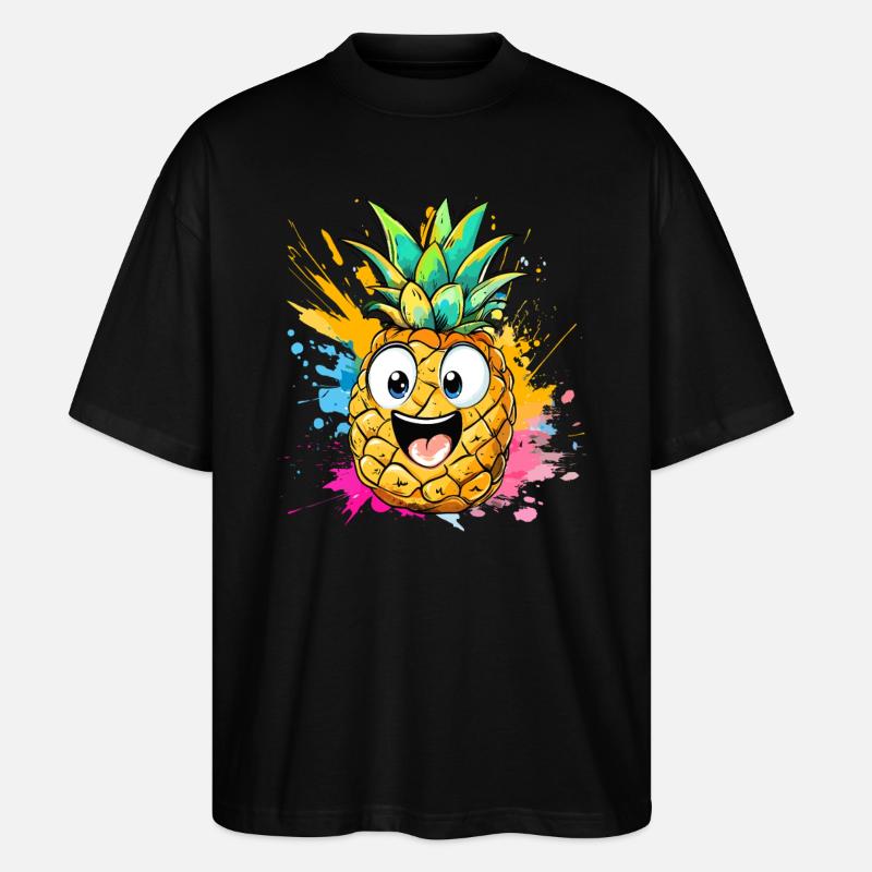 Explosion d’ananas heureuse - T-shirt bio Blaster 2.0 coupe oversize Stanley/Stella Unisexe - noir