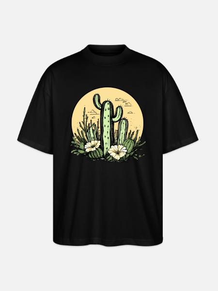 Cactus with flower moon - Stanley/Stella Oversized Unisex Organic T-shirt Blaster 2.0 - black