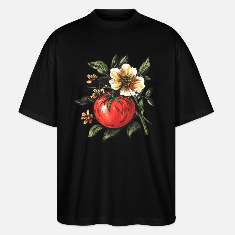 Tomate aux fleurs - T-shirt bio Blaster 2.0 coupe oversize Stanley/Stella Unisexe - noir