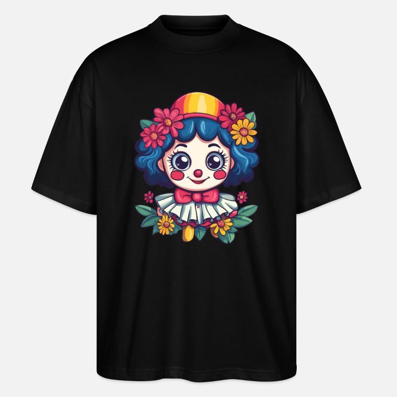 Clownmädchen mit Blumen - Stanley/Stella Oversized Unisex Bio T-Shirt Blaster 2.0 - Schwarz