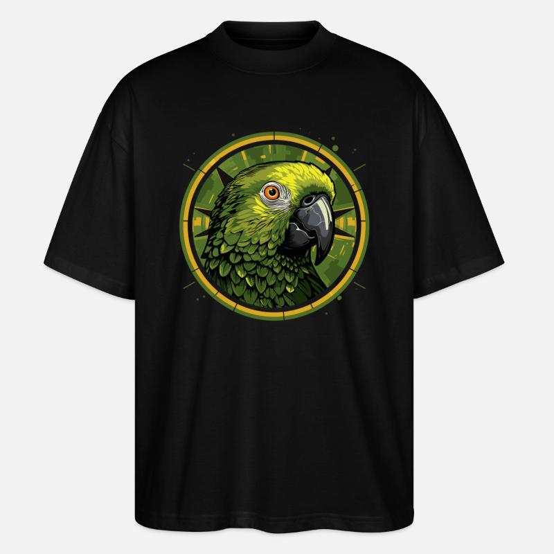 Tête de perroquet vert - T-shirt bio Blaster 2.0 coupe oversize Stanley/Stella Unisexe - noir